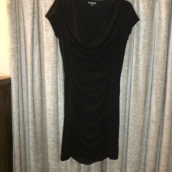 Express Black Rouched Cowl Neck Mini Dress - Picture 2 of 7